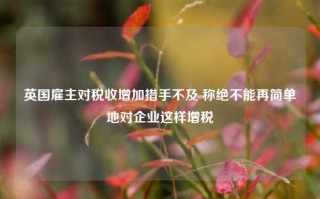 英国雇主对税收增加措手不及 称绝不能再简单地对企业这样增税