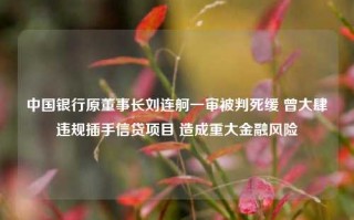 中国银行原董事长刘连舸一审被判死缓 曾大肆违规插手信贷项目 造成重大金融风险