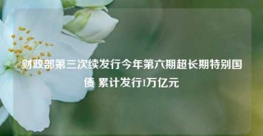 财政部第三次续发行今年第六期超长期特别国债 累计发行1万亿元