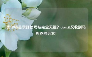 奥尔特曼示好信号被完全无视？OpenAI又收到马斯克的诉状！