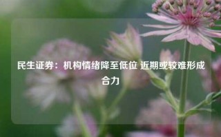 民生证券：机构情绪降至低位 近期或较难形成合力