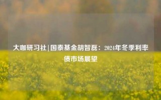 大咖研习社|国泰基金胡智磊：2024年冬季利率债市场展望