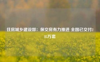 住房城乡建设部：保交房有力推进 全国已交付285万套