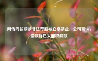 网传同花顺涉非法荐股被立案禁业，公司否认，投顾群已大面积解散