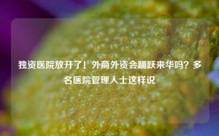 独资医院放开了！外商外资会踊跃来华吗？多名医院管理人士这样说