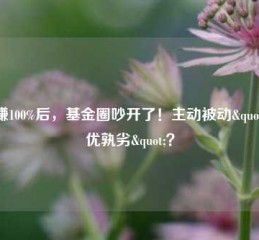 大赚100%后，基金圈吵开了！主动被动"孰优孰劣"？