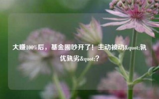 大赚100%后，基金圈吵开了！主动被动"孰优孰劣"？