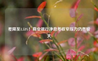 差降至1.53%！商业银行净息差收窄压力仍然较大