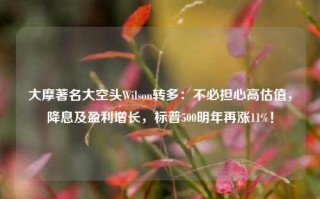 大摩著名大空头Wilson转多：不必担心高估值，降息及盈利增长，标普500明年再涨11%！