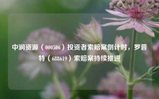 中润资源（000506）投资者索赔案倒计时，罗普特（688619）索赔案持续推进