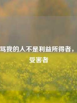 钟睒睒：骂我的人不是利益所得者，他是一个受害者