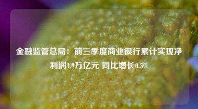 金融监管总局：前三季度商业银行累计实现净利润1.9万亿元 同比增长0.5%