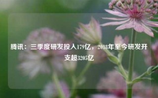 腾讯：三季度研发投入179亿，2018年至今研发开支超3205亿