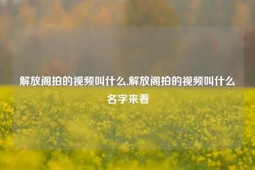 解放阁拍的视频叫什么,解放阁拍的视频叫什么名字来着-第1张图片-解放阁