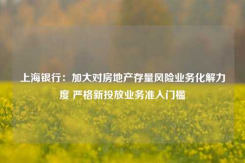 上海银行：加大对房地产存量风险业务化解力度 严格新投放业务准入门槛-第1张图片-解放阁