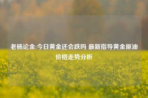 老杨论金:今日黄金还会跌吗 最新指导黄金原油价格走势分析-第1张图片-解放阁