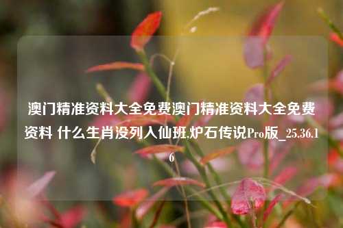 澳门精准资料大全免费澳门精准资料大全免费资料 什么生肖没列入仙班,炉石传说Pro版_25.36.16-第1张图片-解放阁