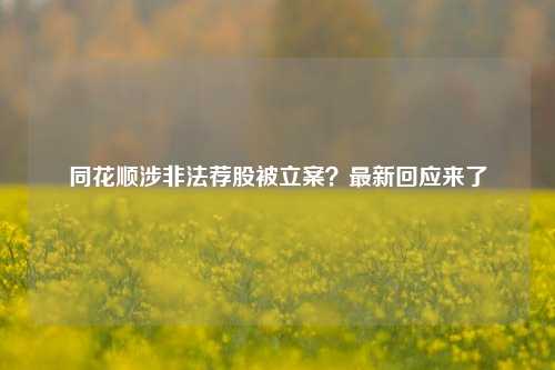 同花顺涉非法荐股被立案？最新回应来了-第1张图片-解放阁