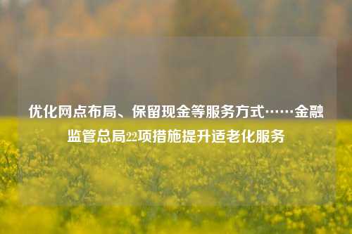 优化网点布局、保留现金等服务方式……金融监管总局22项措施提升适老化服务-第1张图片-解放阁