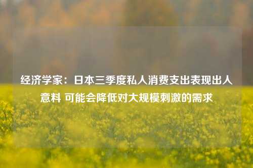 经济学家：日本三季度私人消费支出表现出人意料 可能会降低对大规模刺激的需求-第1张图片-解放阁