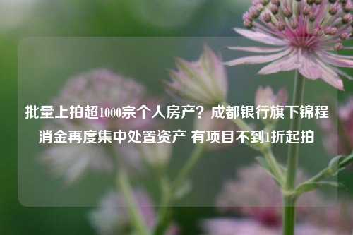 批量上拍超1000宗个人房产？成都银行旗下锦程消金再度集中处置资产 有项目不到1折起拍-第1张图片-解放阁