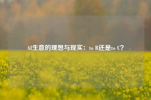 AI生意的理想与现实：to B还是to C？-第1张图片-解放阁