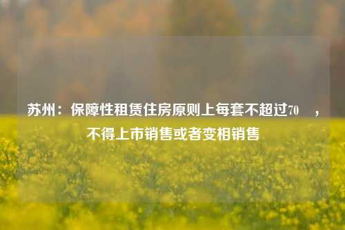 苏州：保障性租赁住房原则上每套不超过70㎡，不得上市销售或者变相销售-第1张图片-解放阁