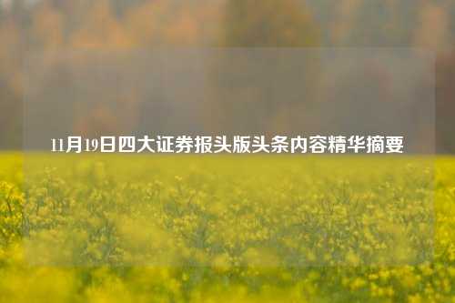 11月19日四大证券报头版头条内容精华摘要-第1张图片-解放阁