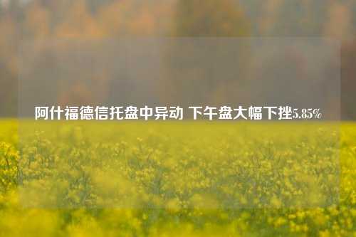 阿什福德信托盘中异动 下午盘大幅下挫5.85%-第1张图片-解放阁