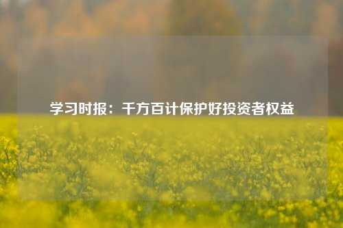 学习时报：千方百计保护好投资者权益-第1张图片-解放阁