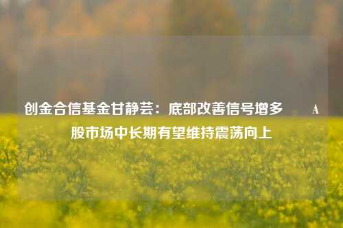 创金合信基金甘静芸：底部改善信号增多  A股市场中长期有望维持震荡向上-第1张图片-解放阁