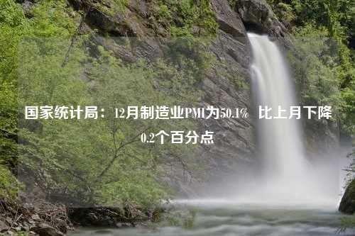 国家统计局：12月制造业PMI为50.1%  比上月下降0.2个百分点