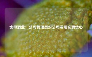 舍得酒业：公司管理层对公司发展充满信心