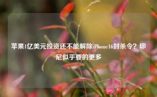 苹果1亿美元投资还不能解除iPhone16封杀令？印尼似乎要的更多