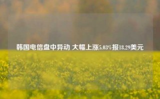 韩国电信盘中异动 大幅上涨5.03%报18.29美元