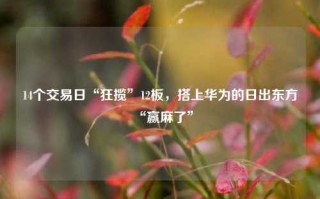 14个交易日“狂揽”12板，搭上华为的日出东方“赢麻了”