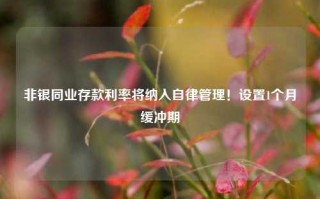 非银同业存款利率将纳入自律管理！设置1个月缓冲期