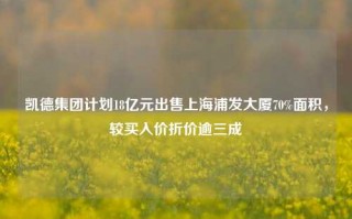 凯德集团计划18亿元出售上海浦发大厦70%面积，较买入价折价逾三成