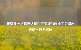 普京批准将路易达孚在俄罗斯的制造子公司出售给不具名买家