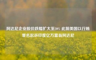 阿达尼企业股价跌幅扩大至20% 此前美国以行贿罪名起诉印度亿万富翁阿达尼