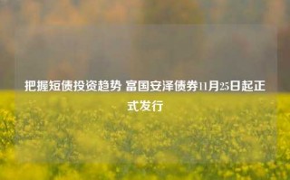 把握短债投资趋势 富国安泽债券11月25日起正式发行