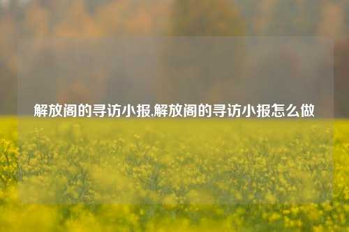 解放阁的寻访小报,解放阁的寻访小报怎么做-第1张图片-解放阁