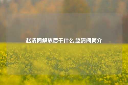 赵清阁解放后干什么,赵清阁简介-第1张图片-解放阁