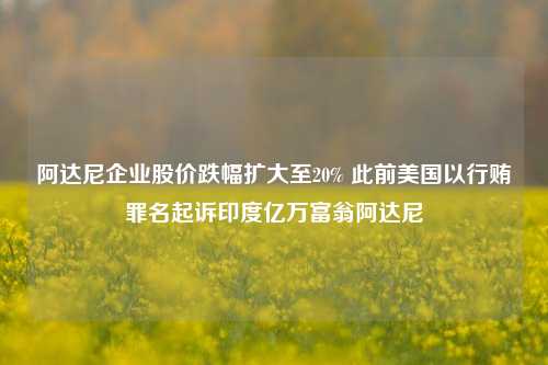 阿达尼企业股价跌幅扩大至20% 此前美国以行贿罪名起诉印度亿万富翁阿达尼-第1张图片-解放阁