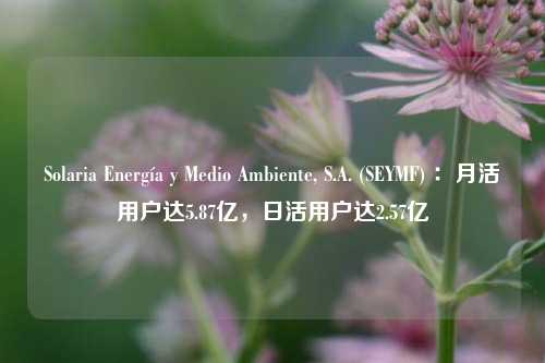 Solaria Energía y Medio Ambiente, S.A. (SEYMF) ：月活用户达5.87亿，日活用户达2.57亿-第1张图片-解放阁