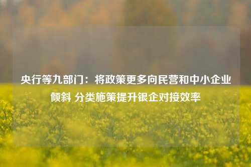 央行等九部门：将政策更多向民营和中小企业倾斜 分类施策提升银企对接效率-第1张图片-解放阁