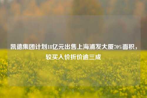 凯德集团计划18亿元出售上海浦发大厦70%面积，较买入价折价逾三成-第1张图片-解放阁