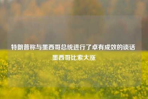 特朗普称与墨西哥总统进行了卓有成效的谈话 墨西哥比索大涨-第1张图片-解放阁